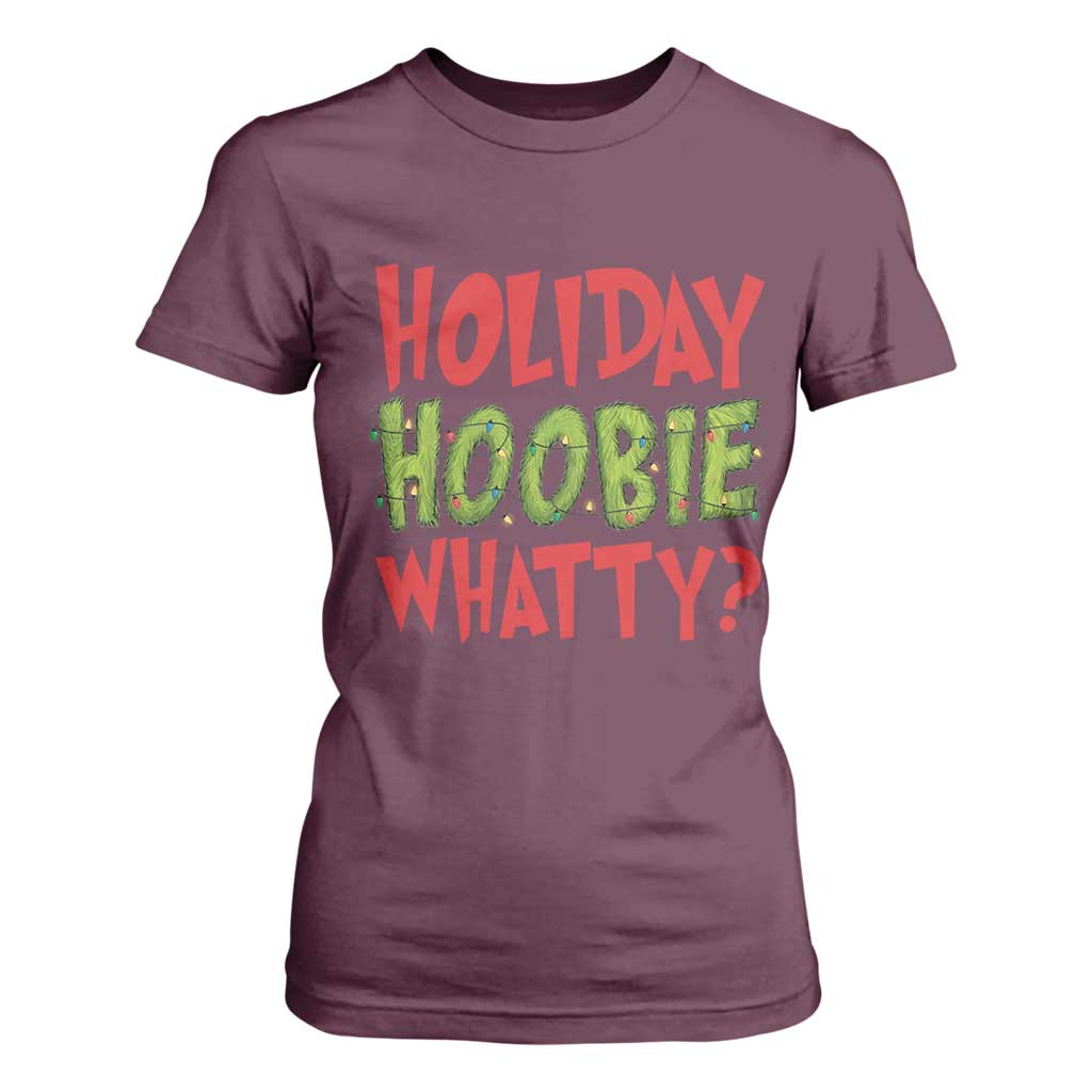 Holiday Hoobie Whatty T Shirt For Women Funny Christmas Movie Holiday TS14 Maroon Print Your Wear