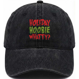 Holiday Hoobie Whatty Washed Cotton Baseball Cap Funny Christmas Movie Holiday TS14 Washed Cap Universal Fit Black Print Your Wear