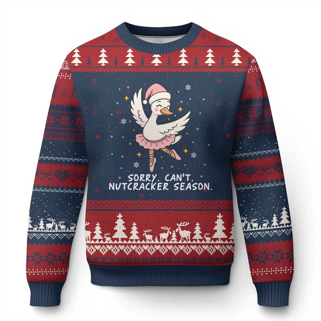 Nutcracker Goose Ballet Christmas Ugly Christmas Sweater TS14 Navy Red Print Your Wear