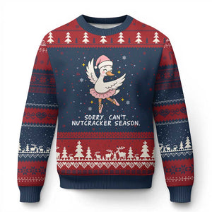 Nutcracker Goose Ballet Christmas Ugly Christmas Sweater TS14 Navy Red Print Your Wear
