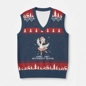 Nutcracker Goose Ballet Christmas V-Neck Knit Sweater Vest TS14 Navy Red Print Your Wear