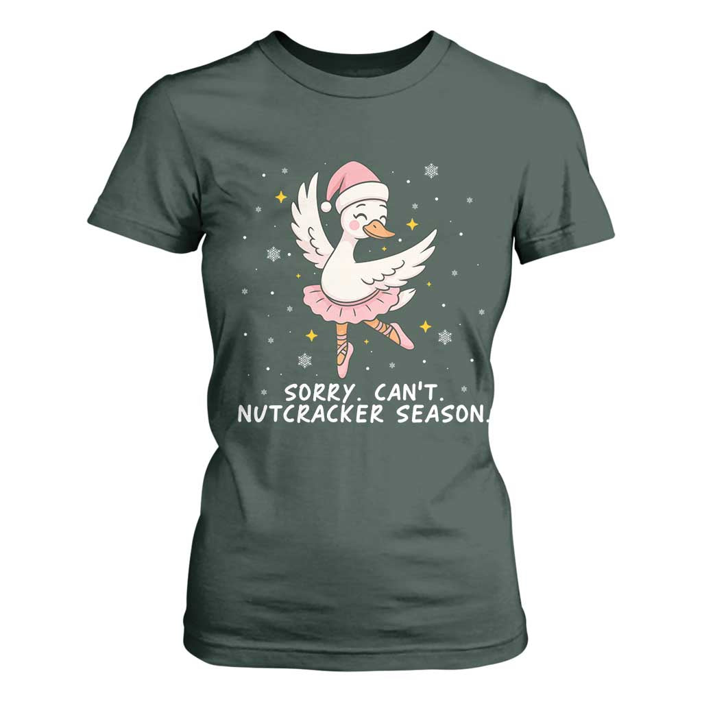 Nutcracker Goose Ballet Christmas T Shirt For Women TS14 Dark Forest Green Print Your Wear