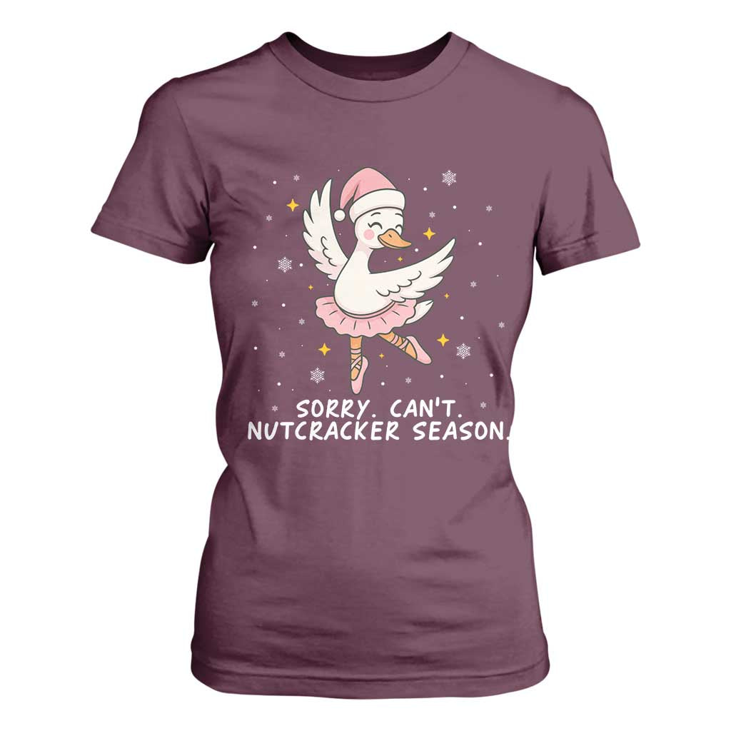 Nutcracker Goose Ballet Christmas T Shirt For Women TS14 Maroon Print Your Wear