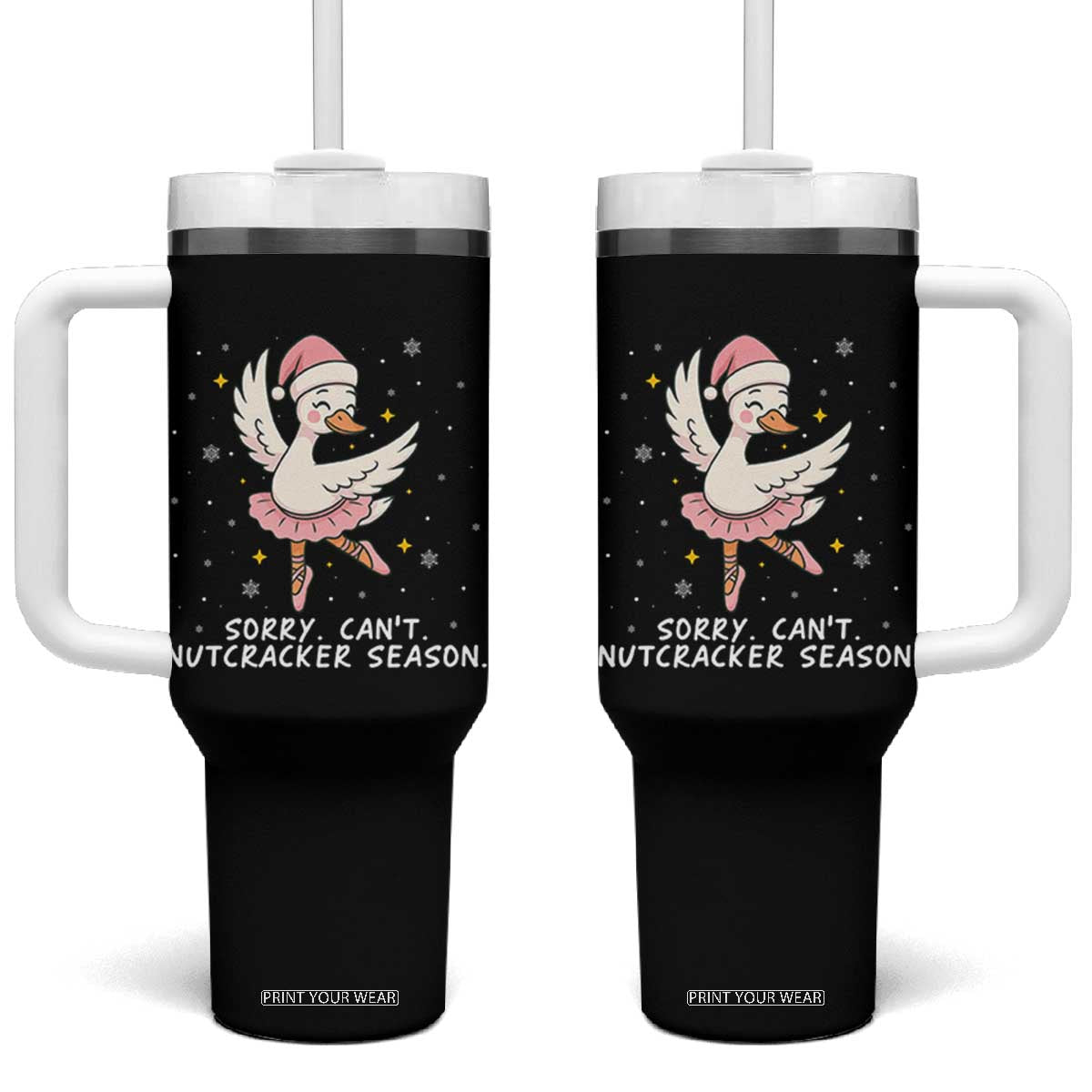 Nutcracker Goose Ballet Christmas Tumbler With Handle TS14 One Size: 40 oz Black Print Your Wear