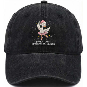 Nutcracker Goose Ballet Christmas Washed Cotton Baseball Cap TS14 Washed Cap Universal Fit Black Print Your Wear