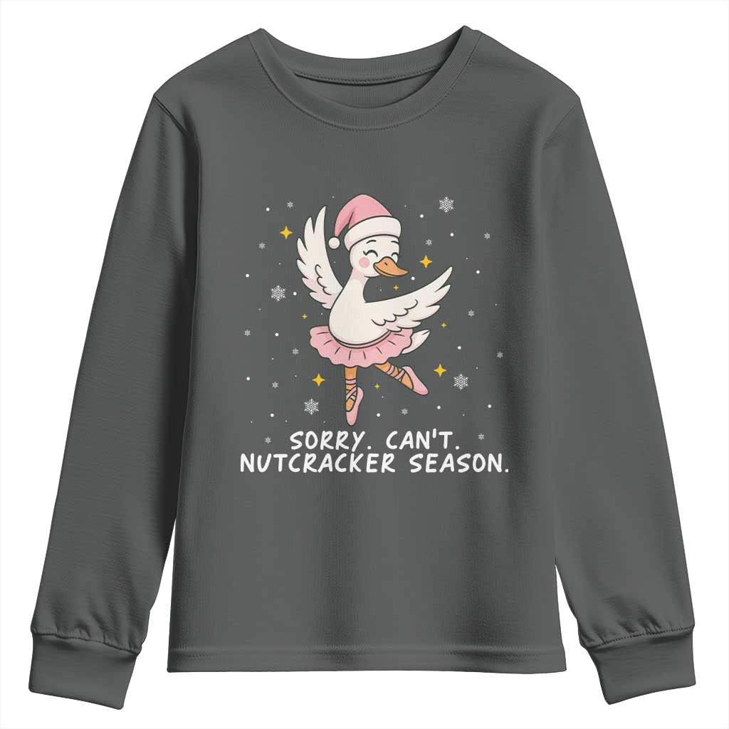 Nutcracker Goose Ballet Christmas Youth Sweatshirt TS14 Dark Heather Print Your Wear