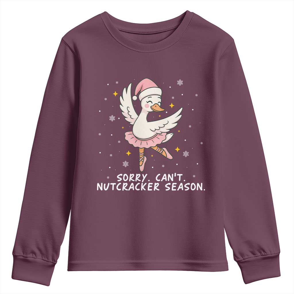 Nutcracker Goose Ballet Christmas Youth Sweatshirt TS14 Maroon Print Your Wear