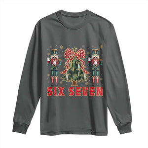 67 Six Seven Nutcracker Christmas Meme Long Sleeve Shirt TS14 Dark Heather Print Your Wear