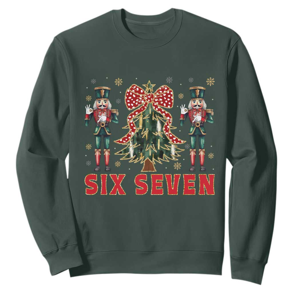67 Six Seven Nutcracker Christmas Meme Sweatshirt TS14 Dark Forest Green Print Your Wear