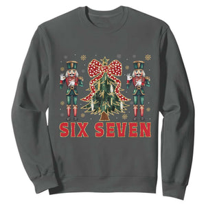 67 Six Seven Nutcracker Christmas Meme Sweatshirt TS14 Dark Heather Print Your Wear