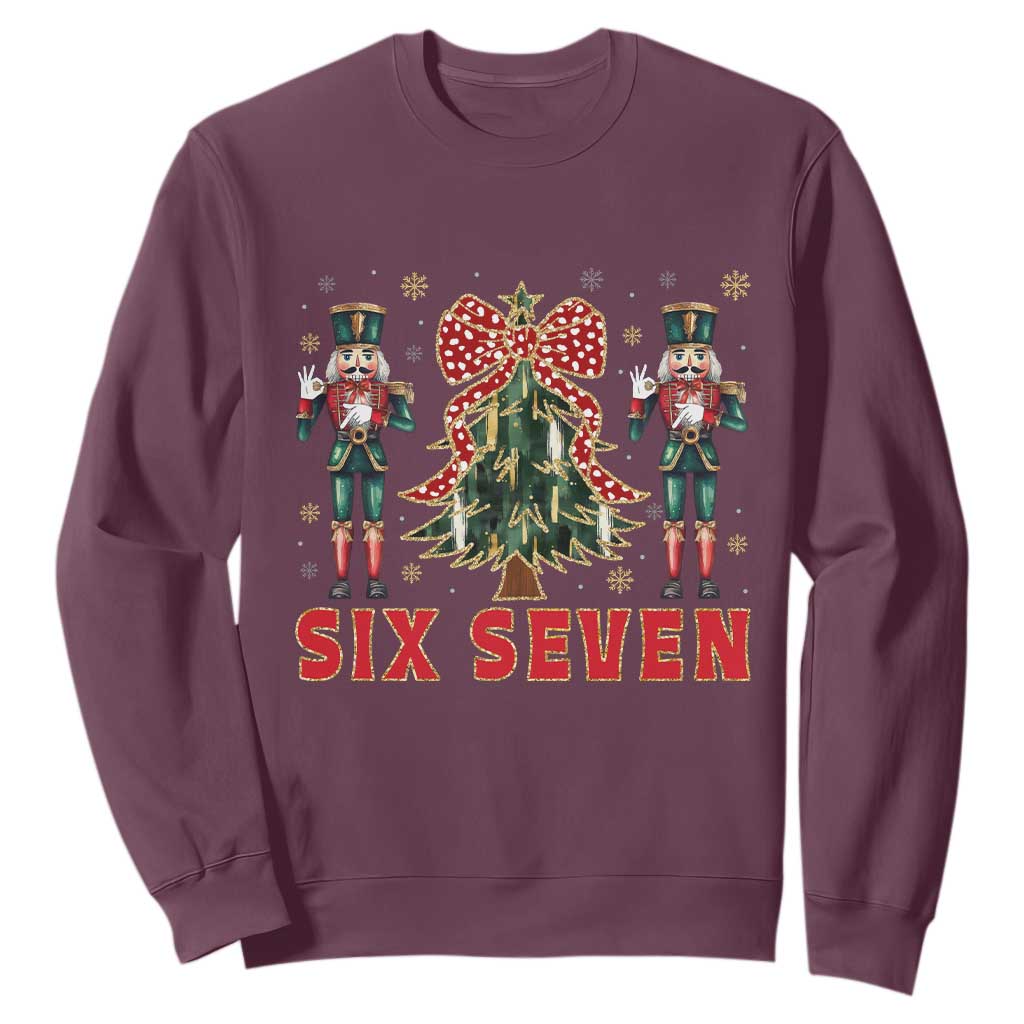 67 Six Seven Nutcracker Christmas Meme Sweatshirt TS14 Maroon Print Your Wear