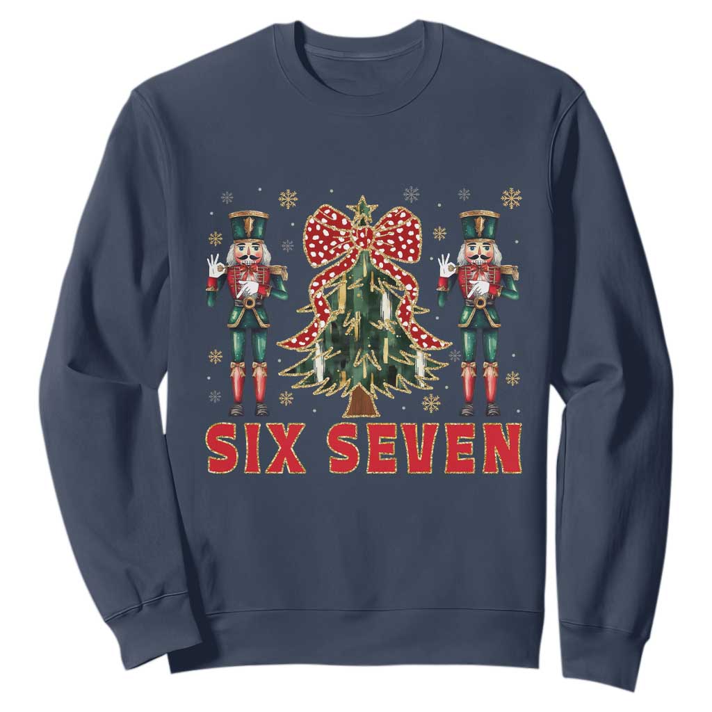 67 Six Seven Nutcracker Christmas Meme Sweatshirt TS14 Navy Print Your Wear