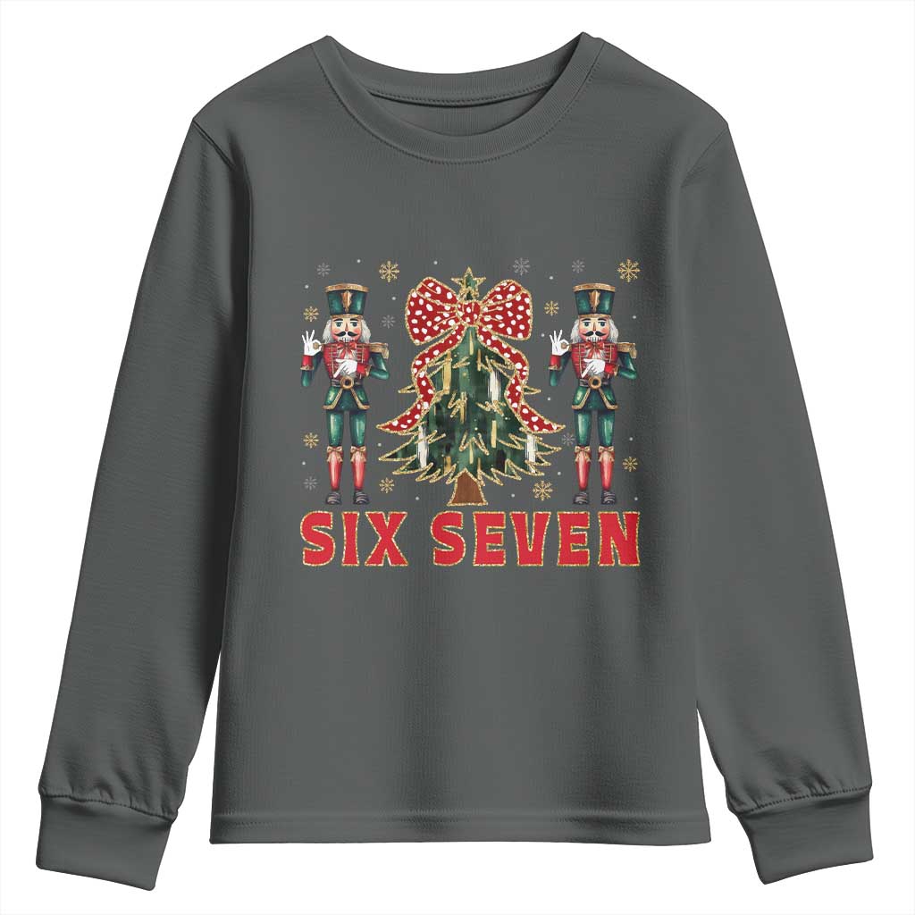 67 Six Seven Nutcracker Christmas Meme Youth Sweatshirt TS14 Dark Heather Print Your Wear
