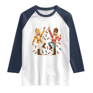 Funny Nutcracker Christmas Raglan Shirt Let Us Get Crackin TS14 White Navy Print Your Wear