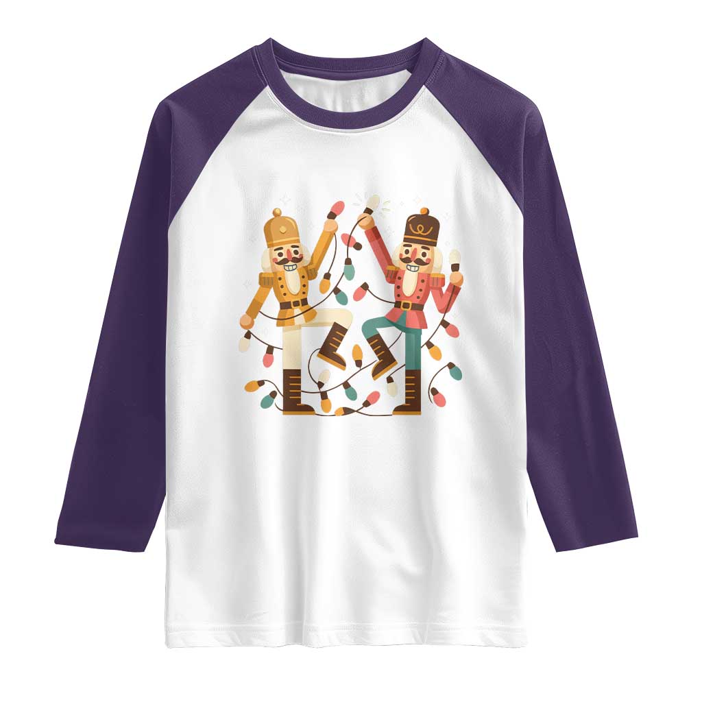 Funny Nutcracker Christmas Raglan Shirt Let Us Get Crackin TS14 White Purple Print Your Wear