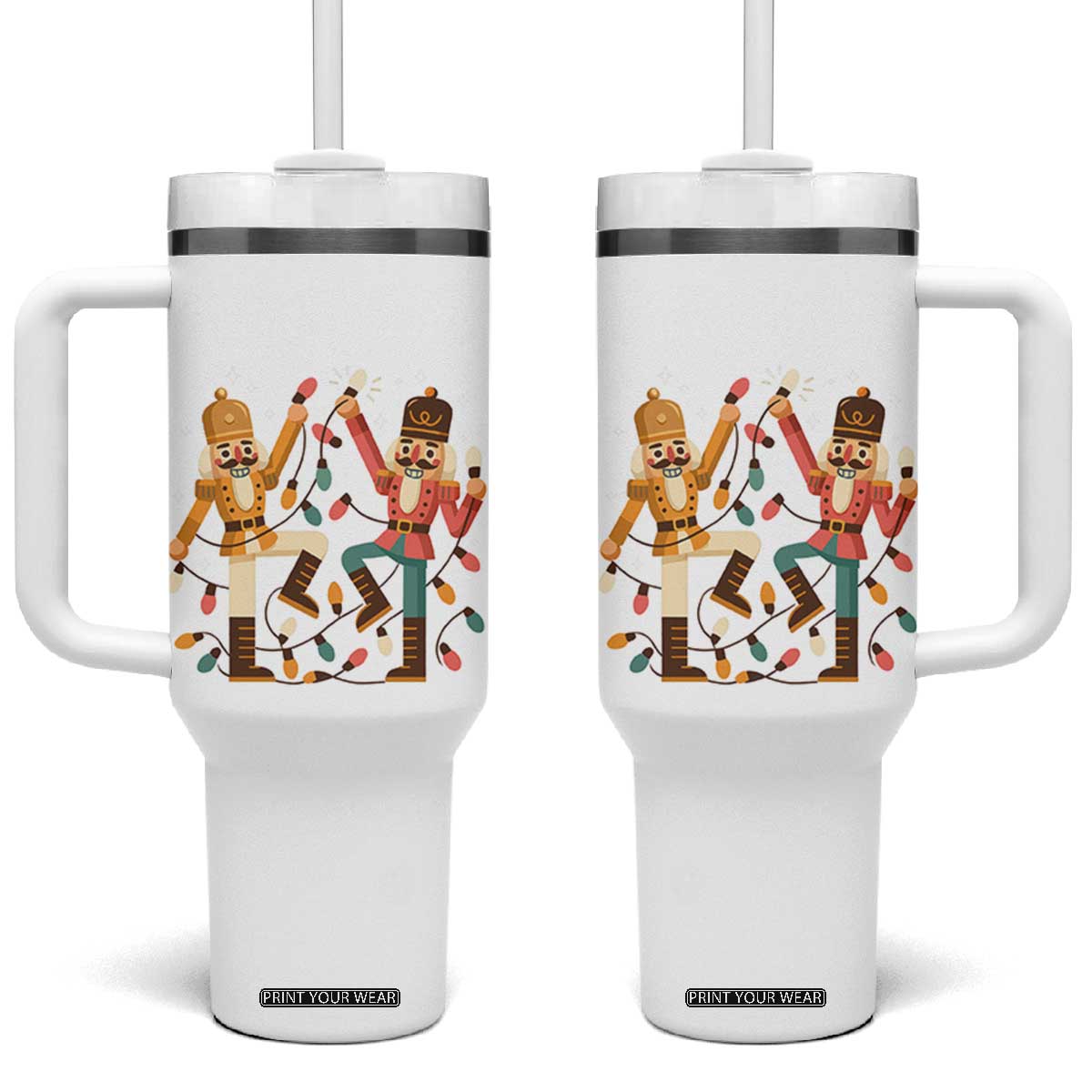 Funny Nutcracker Christmas Tumbler With Handle Let Us Get Crackin TS14 One Size: 40 oz White Print Your Wear