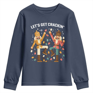 Funny Nutcracker Christmas Youth Sweatshirt Let Us Get Crackin TS14 Navy Print Your Wear