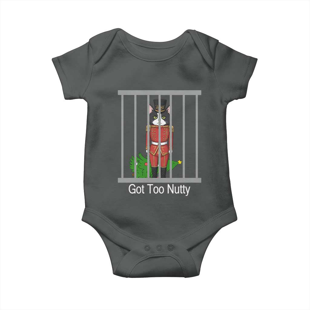 Funny Cat Nutcracker Christmas Baby Onesie Got Too Nutty TS14 Dark Heather Print Your Wear
