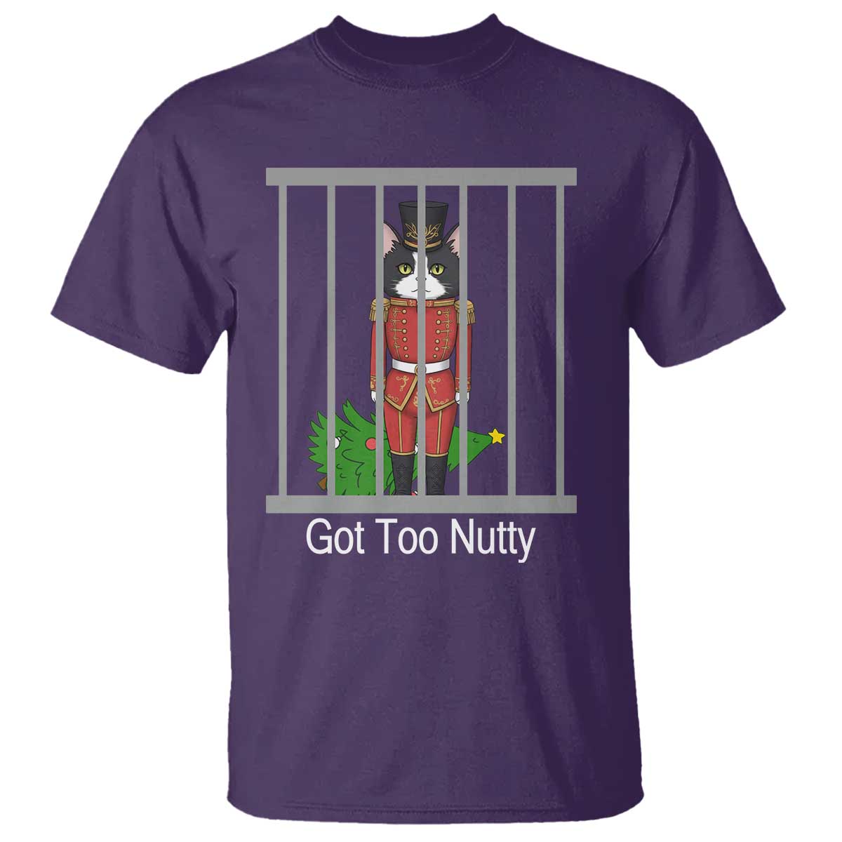 Funny Cat Nutcracker Christmas T Shirt Got Too Nutty TS14 Purple Print Your Wear