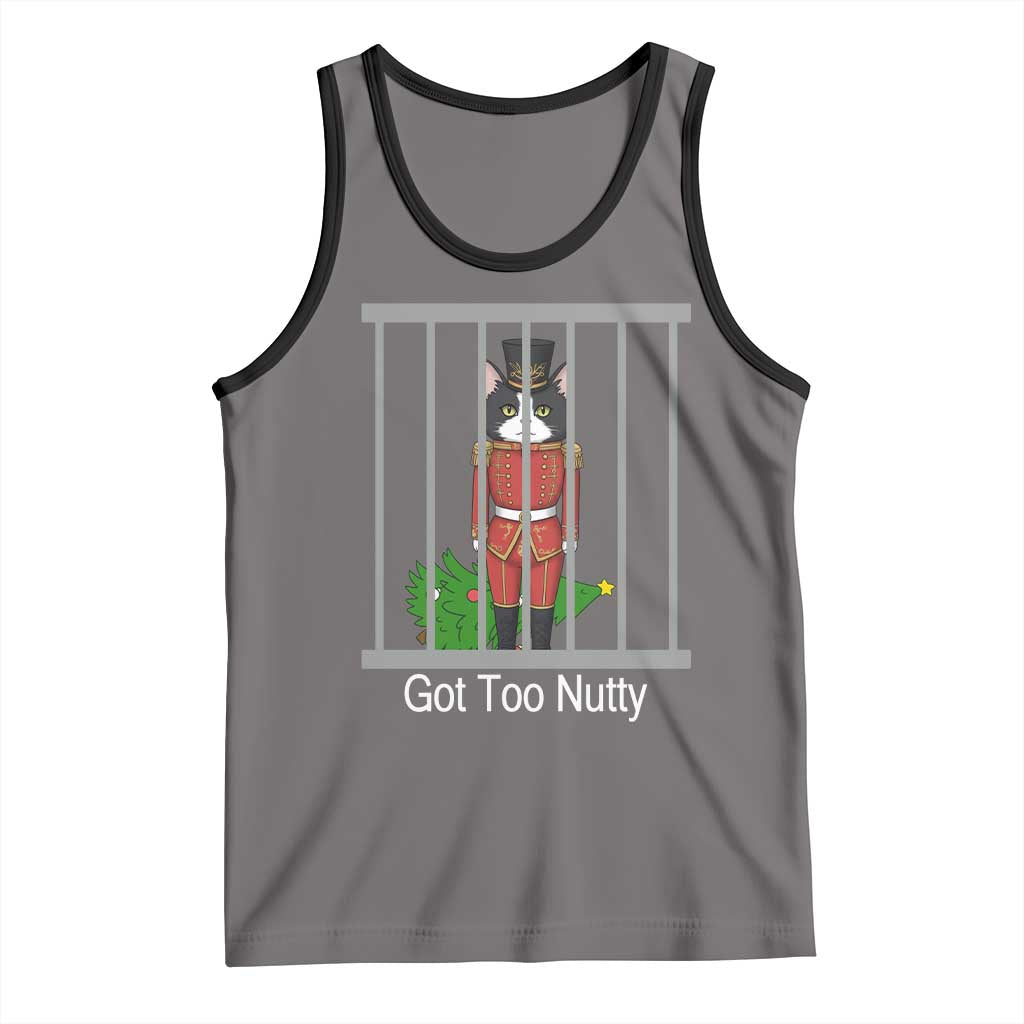 Funny Cat Nutcracker Christmas Tank Top Got Too Nutty TS14 Deep Heather Black Print Your Wear