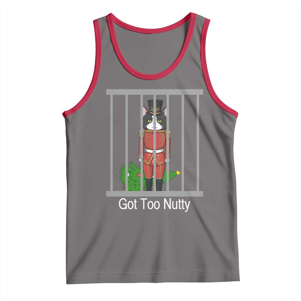 Funny Cat Nutcracker Christmas Tank Top Got Too Nutty TS14 Deep Heather Red Print Your Wear