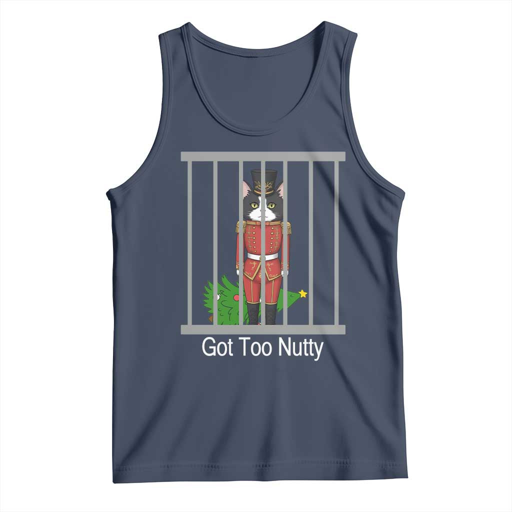 Funny Cat Nutcracker Christmas Tank Top Got Too Nutty TS14 Navy Print Your Wear