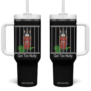 Funny Cat Nutcracker Christmas Tumbler With Handle Got Too Nutty TS14 One Size: 40 oz Black Print Your Wear