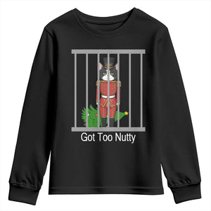 Funny Cat Nutcracker Christmas Youth Sweatshirt Got Too Nutty TS14 Black Print Your Wear