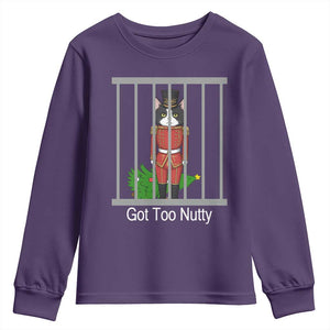 Funny Cat Nutcracker Christmas Youth Sweatshirt Got Too Nutty TS14 Purple Print Your Wear