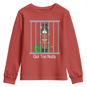 Funny Cat Nutcracker Christmas Youth Sweatshirt Got Too Nutty TS14 Red Print Your Wear