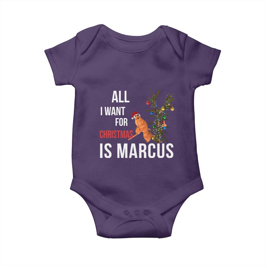 Marcus The Worm Robert Christmas Meme Baby Onesie All I Want For Xmas Is Marcus TS14 Purple Print Your Wear