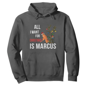 Marcus The Worm Robert Christmas Meme Hoodie All I Want For Xmas Is Marcus TS14 Dark Heather Print Your Wear