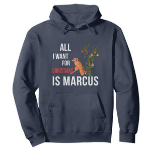 Marcus The Worm Robert Christmas Meme Hoodie All I Want For Xmas Is Marcus TS14 Navy Print Your Wear