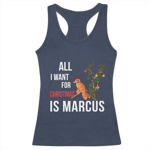 Marcus The Worm Robert Christmas Meme Racerback Tank Top All I Want For Xmas Is Marcus TS14 Navy Print Your Wear