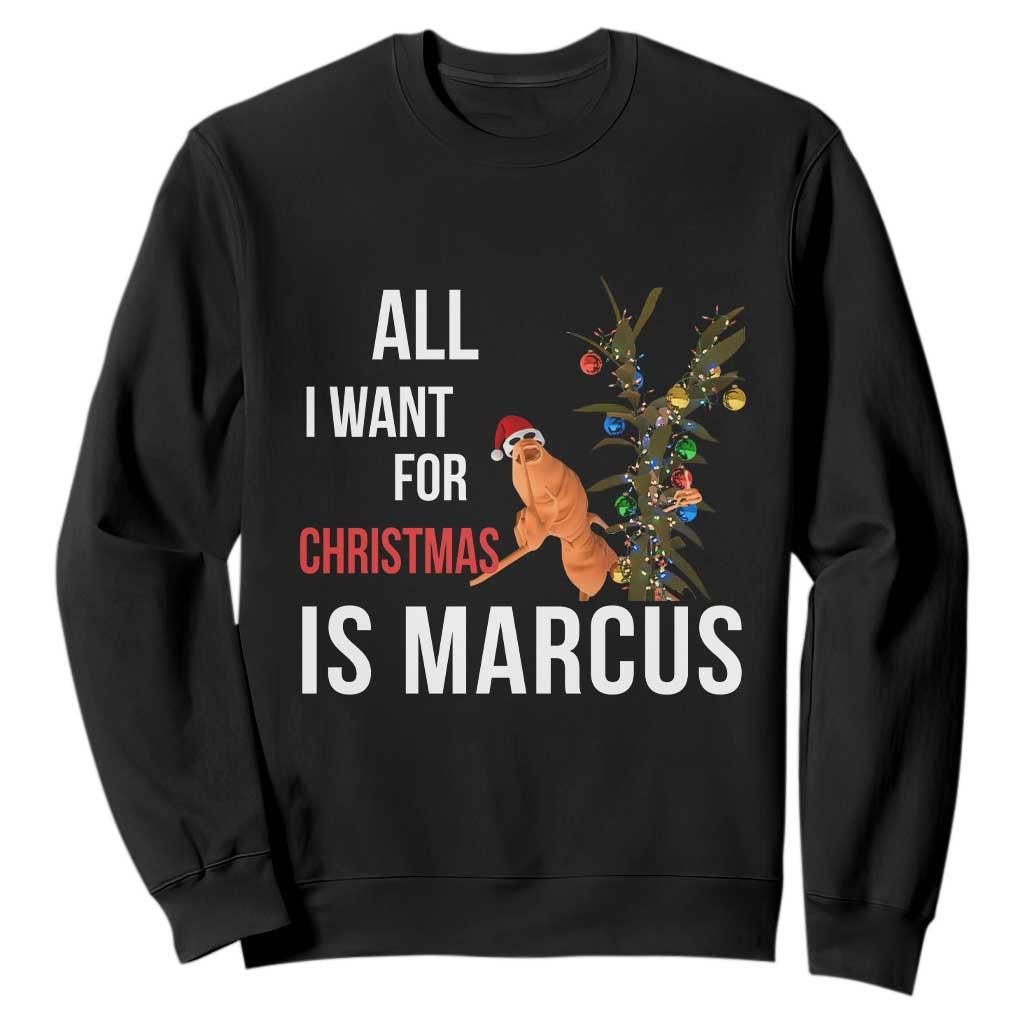 Marcus The Worm Robert Christmas Meme Sweatshirt All I Want For Xmas Is Marcus TS14 Black Print Your Wear