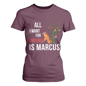 Marcus The Worm Robert Christmas Meme T Shirt For Women All I Want For Xmas Is Marcus TS14 Maroon Print Your Wear
