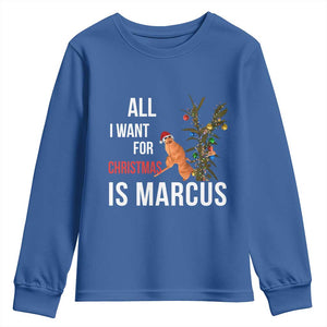 Marcus The Worm Robert Christmas Meme Youth Sweatshirt All I Want For Xmas Is Marcus TS14 Royal Blue Print Your Wear