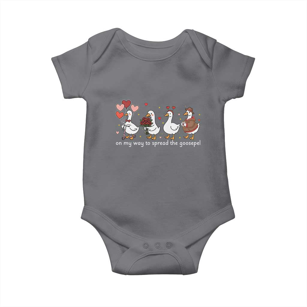 Silly Goose Christian Valentine Gospel Baby Onesie On My Way To Spread The Goosepel TS14 Charcoal Print Your Wear