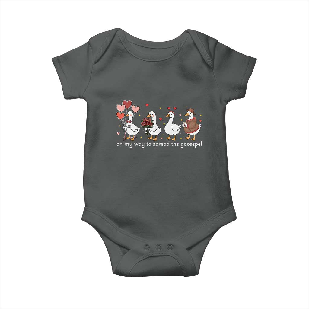 Silly Goose Christian Valentine Gospel Baby Onesie On My Way To Spread The Goosepel TS14 Dark Heather Print Your Wear