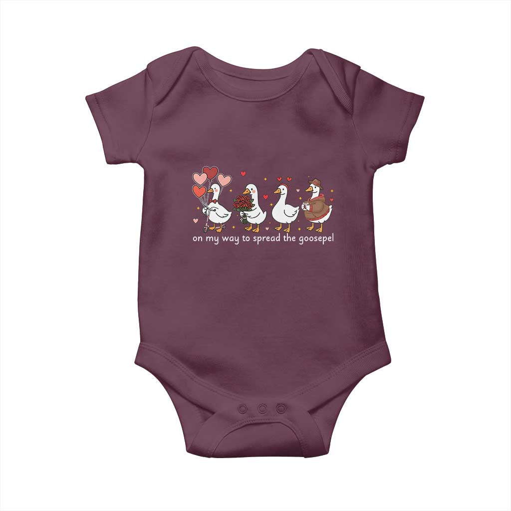 Silly Goose Christian Valentine Gospel Baby Onesie On My Way To Spread The Goosepel TS14 Maroon Print Your Wear