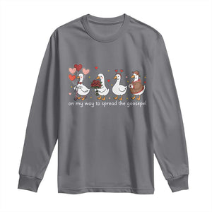 Silly Goose Christian Valentine Gospel Long Sleeve Shirt On My Way To Spread The Goosepel TS14 Charcoal Print Your Wear