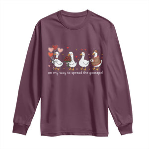 Silly Goose Christian Valentine Gospel Long Sleeve Shirt On My Way To Spread The Goosepel TS14 Maroon Print Your Wear