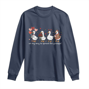 Silly Goose Christian Valentine Gospel Long Sleeve Shirt On My Way To Spread The Goosepel TS14 Navy Print Your Wear