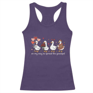 Silly Goose Christian Valentine Gospel Racerback Tank Top On My Way To Spread The Goosepel TS14 Purple Print Your Wear