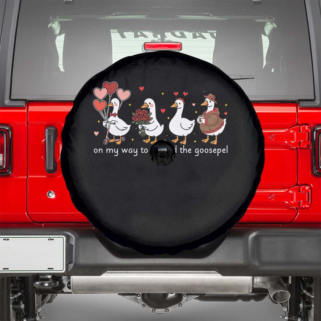 Silly Goose Christian Valentine Gospel Spare Tire Cover On My Way To Spread The Goosepel TS14 Black Print Your Wear