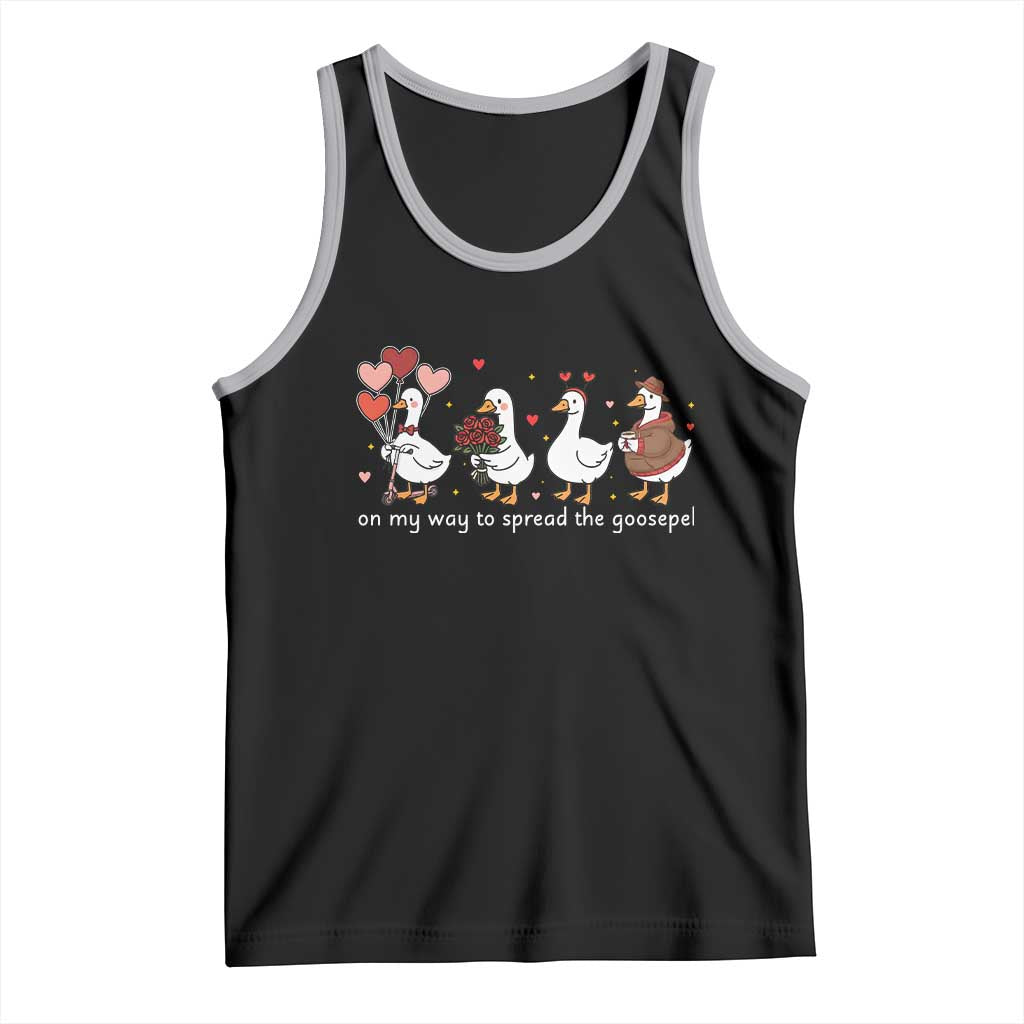 Silly Goose Christian Valentine Gospel Tank Top On My Way To Spread The Goosepel TS14 Black Athletic Heather Print Your Wear