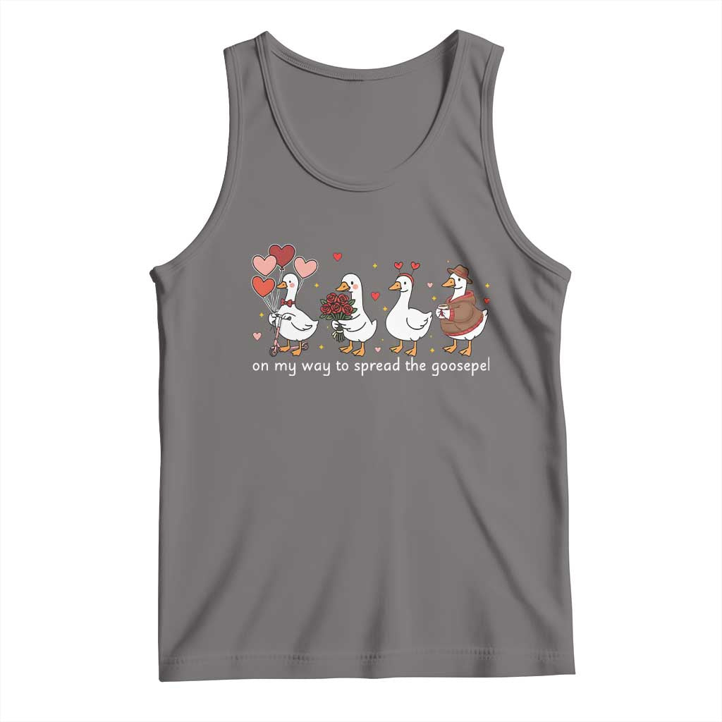 Silly Goose Christian Valentine Gospel Tank Top On My Way To Spread The Goosepel TS14 Deep Heather Print Your Wear