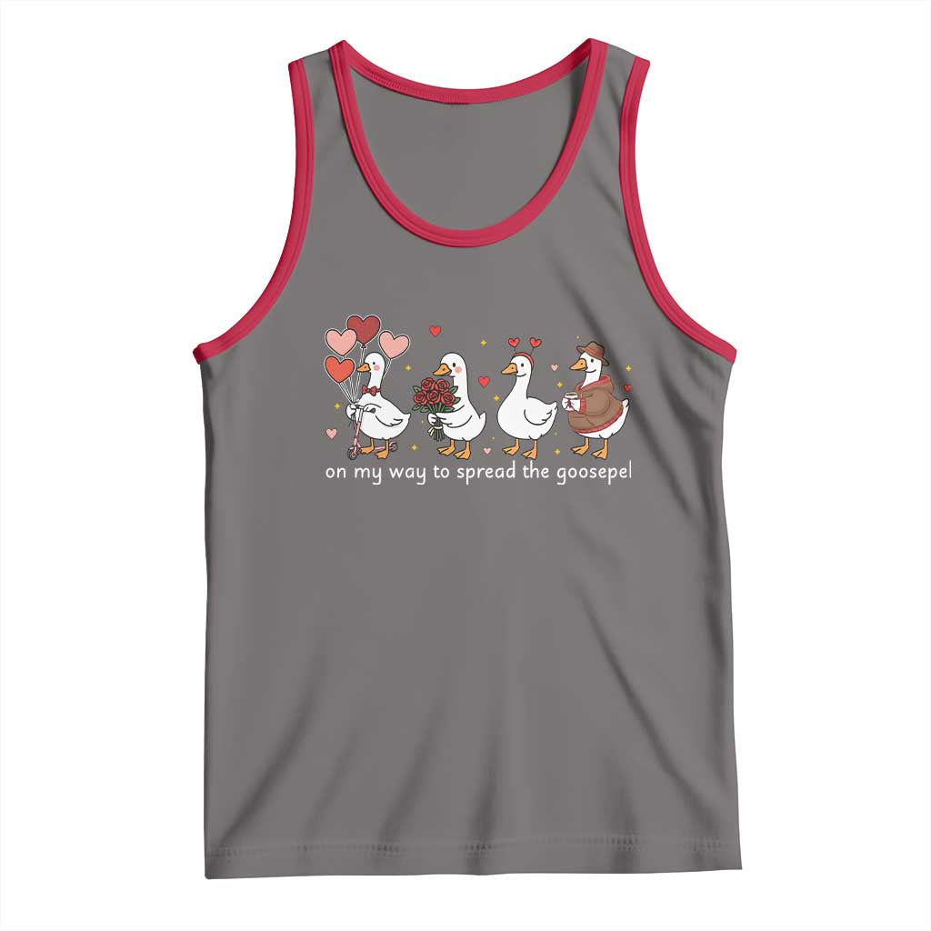 Silly Goose Christian Valentine Gospel Tank Top On My Way To Spread The Goosepel TS14 Deep Heather Red Print Your Wear