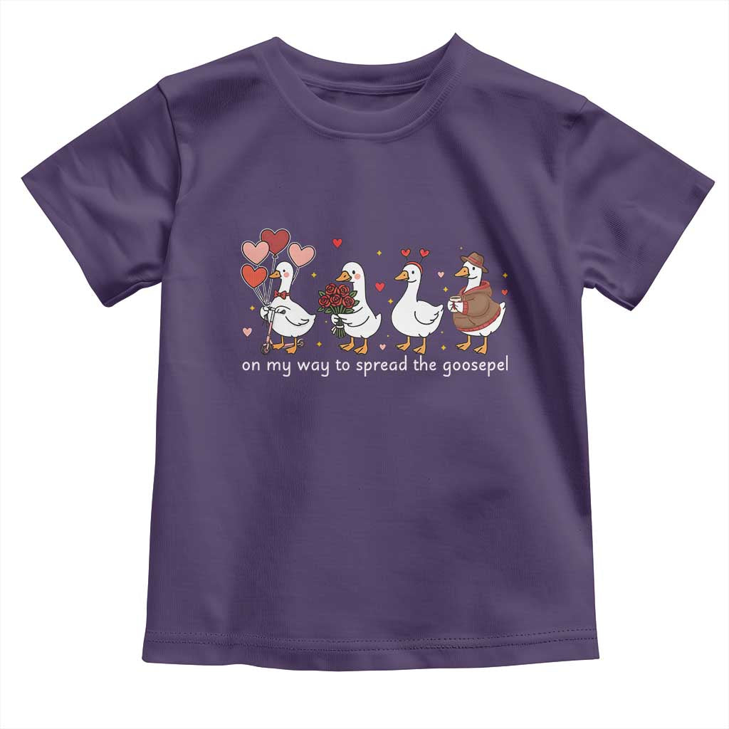 Silly Goose Christian Valentine Gospel Toddler T Shirt On My Way To Spread The Goosepel TS14 Purple Print Your Wear