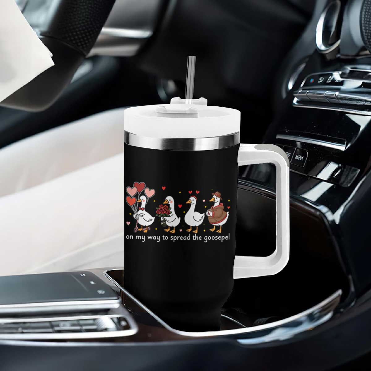 Silly Goose Christian Valentine Gospel Tumbler With Handle On My Way To Spread The Goosepel TS14 Print Your Wear